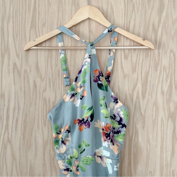 ASTR Sandrine Floral Halter Dress in Sage Orange Floral - Picture 7 of 16